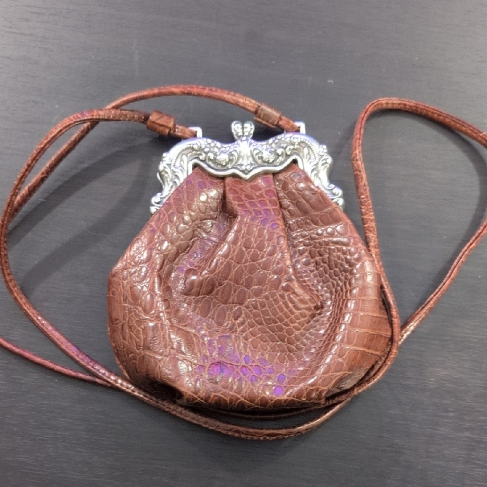 Vintage Brighton Brown Crocodile-Embossed Mini Bag